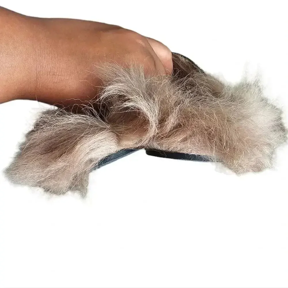 GUCCI Black Floral Brocade Jacquard FUR Princetown Slippers‎ Loafers Size 5.5 - Picture 11 of 13